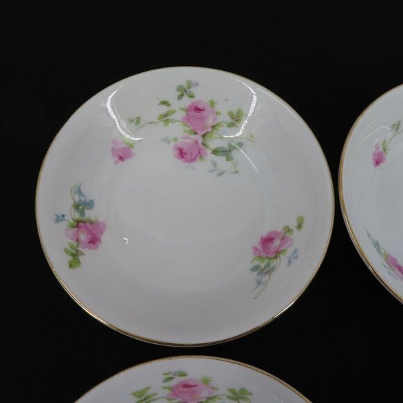 Union T Czechoslovakia Set of 4 Bowls 5.25in Pink Rose Flower Floral Gold Trim - Picture 2 of 13